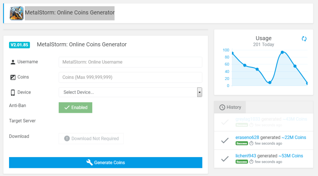 MetalStorm Online Generator CHEATS