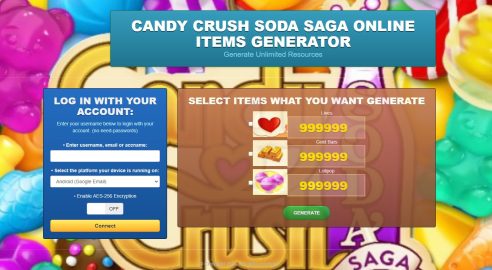 Candy Crush Soda Saga hack cheat mod online generator