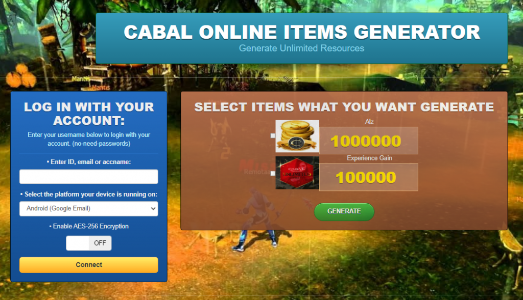Cabal Online game hack cheat mod generator items