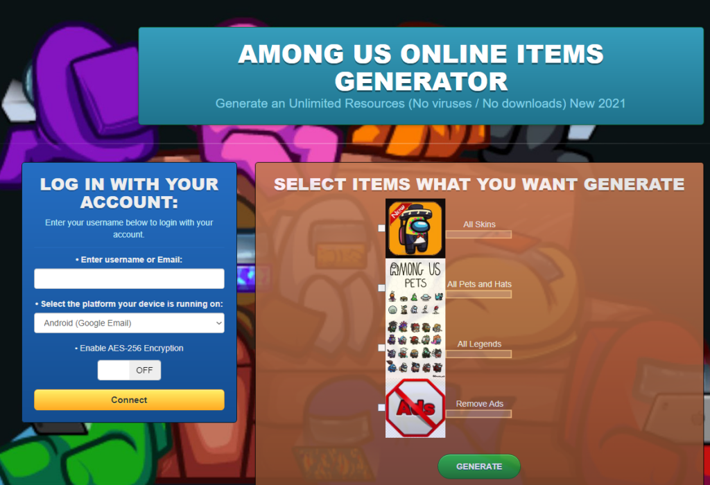 Among  US Game Online Hack Cheat Mod Generator