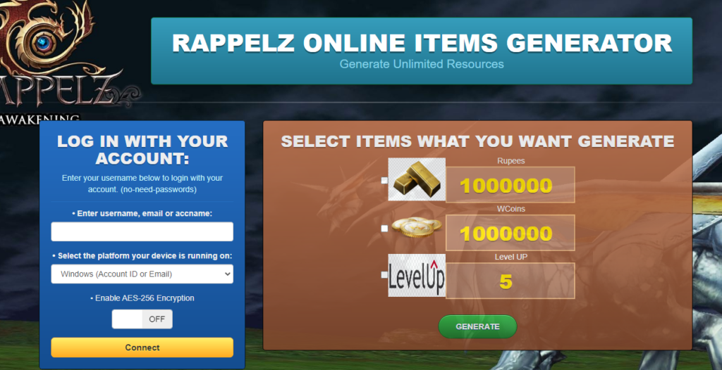 Rappelz Game Online Generator Hack Cheat Mod Items Level