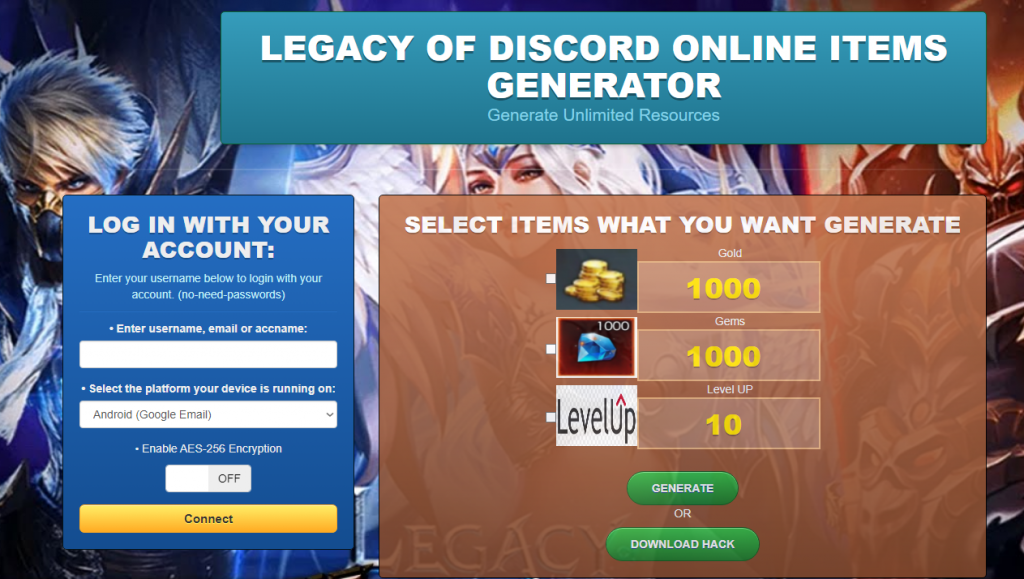 Legacy of Discord Furious game hack cheat mod online generator