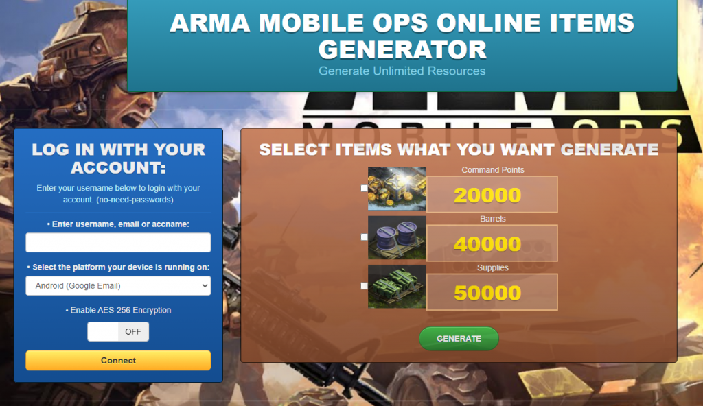 Arma Mobile Ops Game Hack Cheat Mod Online Generator