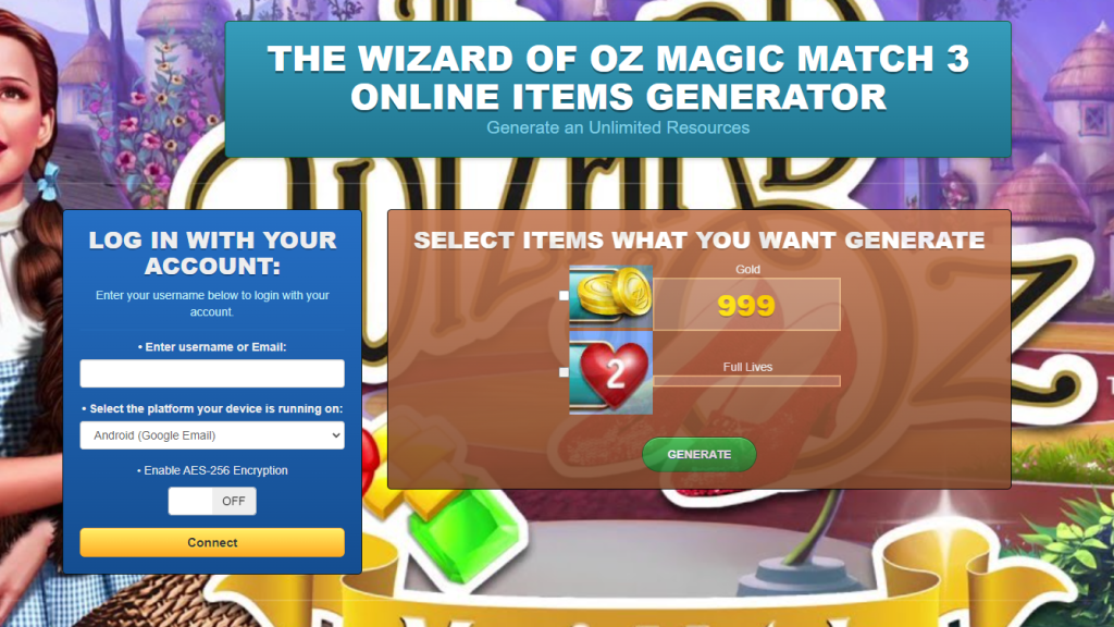 The Wizard of Oz Magic Match 3 Hack Cheat Mod Generator Online