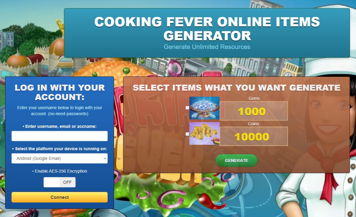 Cooking Fever Hack Cheat Mod Online Generator