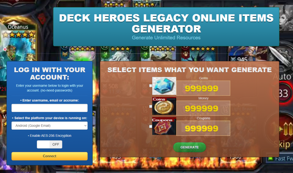 Deck Heroes Legacy cheats generator mod