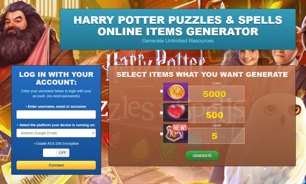 Harry Potter Puzzles & Spells Hack Cheats Generator Online