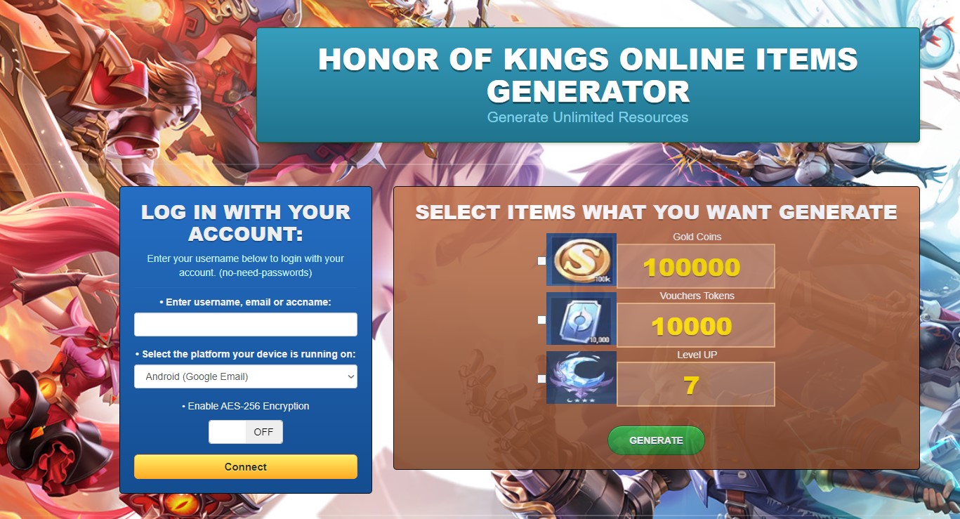 Honor Of Kings Game Hack Cheat Mod Online Generator