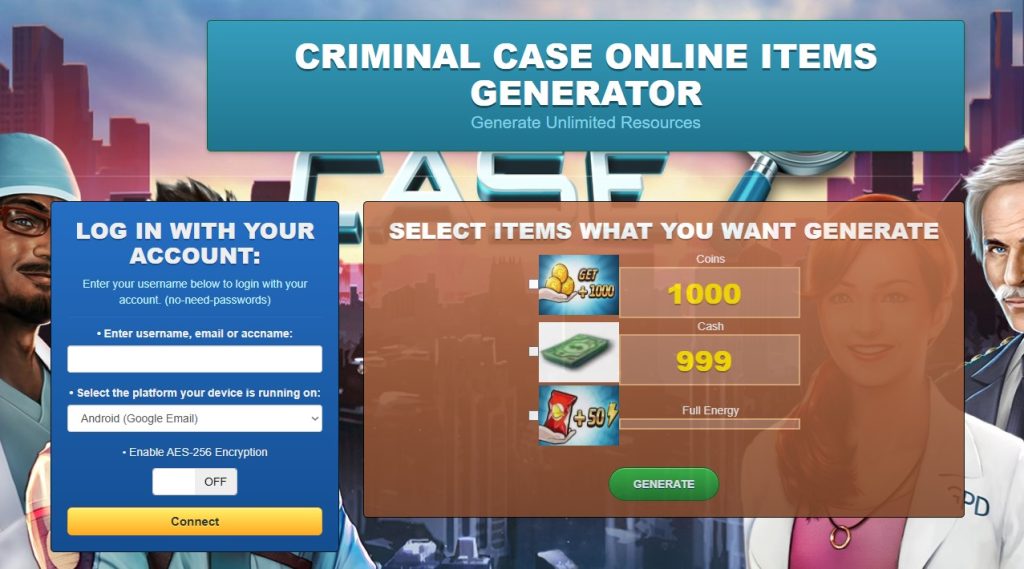 Criminal Case game hack cheat mod online generator