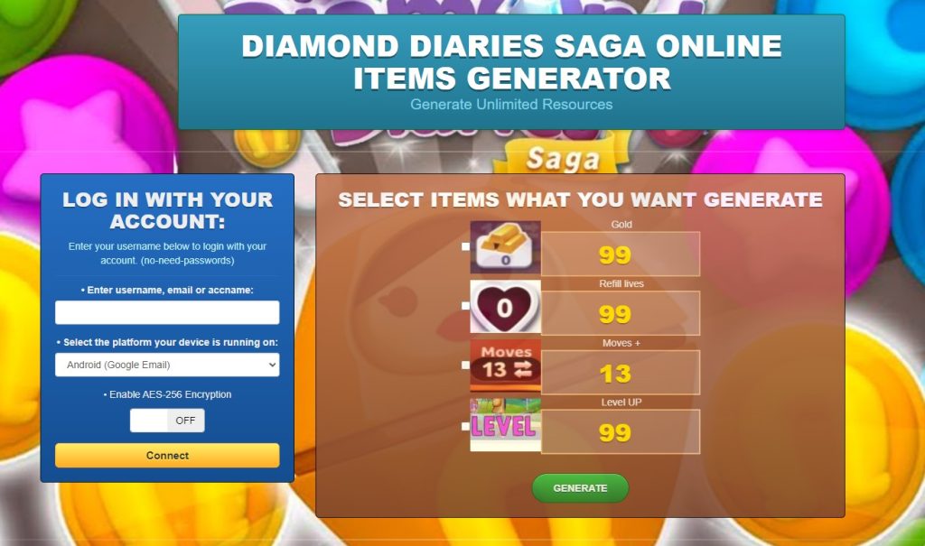 Diamond Diaries Saga Hack Cheat Mod Online Generator
