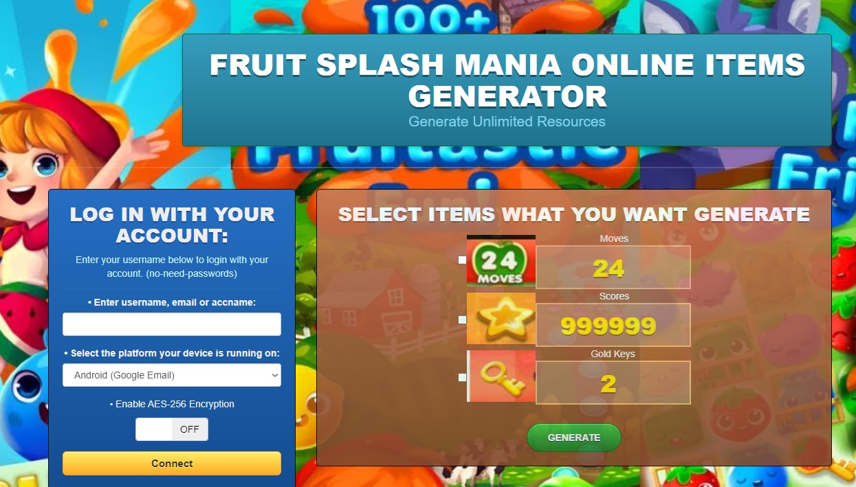 Fruit Splash Mania game hack cheat mod online generator