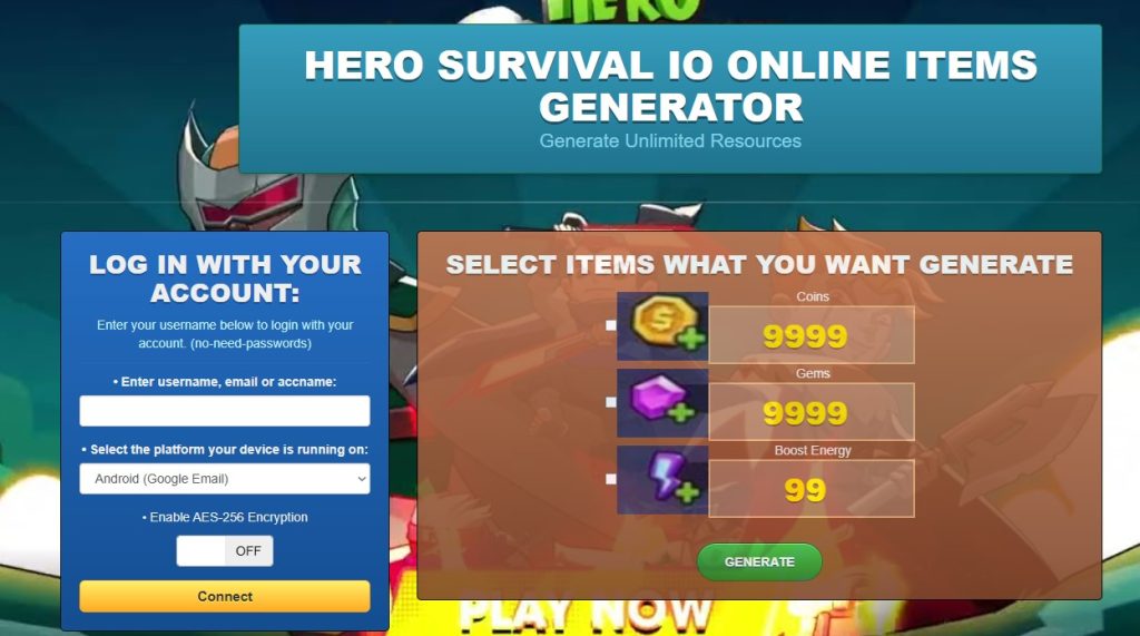 Hero Survival IO Hack Cheat Mod Online Generator