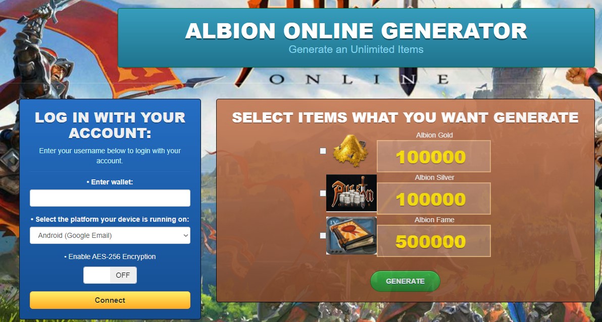 Albion Online Game Hack Generator Items Boost EXP Adder